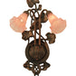 Meyda Lighting Pink Pond Lily 11" 2-Light Mahogany Bronze Wall Sconce With Pink Shade Glass