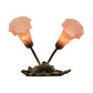 Meyda Lighting Pink Pond Lily 11" 2-Light Mahogany Bronze Wall Sconce With Pink Shade Glass