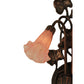 Meyda Lighting Pink Pond Lily 11" 2-Light Mahogany Bronze Wall Sconce With Pink Shade Glass