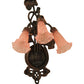 Meyda Lighting Pink Pond Lily 11" 3-Light Mahogany Bronze Wall Sconce With Pink Shade Glass