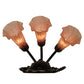 Meyda Lighting Pink Pond Lily 11" 3-Light Mahogany Bronze Wall Sconce With Pink Shade Glass