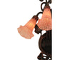 Meyda Lighting Pink Pond Lily 11" 3-Light Mahogany Bronze Wall Sconce With Pink Shade Glass