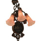 Meyda Lighting Pink Pond Lily 11" 3-Light Mahogany Bronze Wall Sconce With Pink Shade Glass