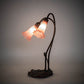Meyda Lighting Pink Pond Lily 16" 2-Light Mahogany Bronze Accent Table Lamp With Pink Shade Glass