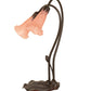 Meyda Lighting Pink Pond Lily 16" 2-Light Mahogany Bronze Accent Table Lamp With Pink Shade Glass