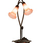Meyda Lighting Pink Pond Lily 16" 2-Light Mahogany Bronze Accent Table Lamp With Pink Shade Glass