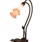 Meyda Lighting Pink Pond Lily 16" 2-Light Mahogany Bronze Accent Table Lamp With Pink Shade Glass