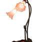 Meyda Lighting Pink Pond Lily 16" 2-Light Mahogany Bronze Accent Table Lamp With Pink Shade Glass