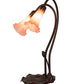 Meyda Lighting Pink Pond Lily 16" 2-Light Mahogany Bronze Accent Table Lamp With Pink Shade Glass