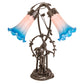 Meyda Lighting Pink Pond Lily 17" 2-Light Mahogany Bronze Trellis Girl Table Lamp With Pink & Blue Shade Glass