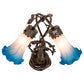 Meyda Lighting Pink Pond Lily 17" 2-Light Mahogany Bronze Trellis Girl Table Lamp With Pink & Blue Shade Glass