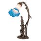 Meyda Lighting Pink Pond Lily 17" 2-Light Mahogany Bronze Trellis Girl Table Lamp With Pink & Blue Shade Glass