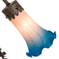 Meyda Lighting Pink Pond Lily 17" 2-Light Mahogany Bronze Trellis Girl Table Lamp With Pink & Blue Shade Glass