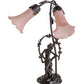 Meyda Lighting Pink Pond Lily 17" 2-Light Mahogany Bronze Trellis Girl Table Lamp With Pink Shade Glass