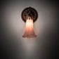 Meyda Lighting Pink Pond Lily 5" Mahogany Bronze Victorian Wall Sconce With Pink Shade Glass