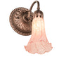 Meyda Lighting Pink Pond Lily 5" Mahogany Bronze Victorian Wall Sconce With Pink Shade Glass