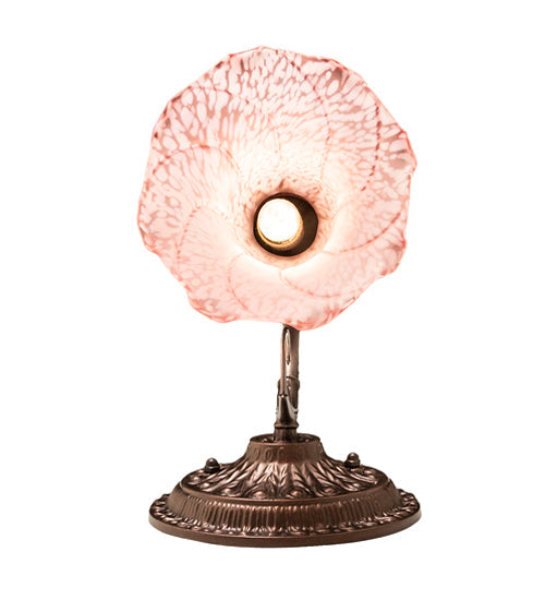 Meyda Lighting Pink Pond Lily 5" Mahogany Bronze Victorian Wall Sconce With Pink Shade Glass