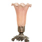 Meyda Lighting Pink Pond Lily 8" Mahogany Bronze Victorian Table Lamp With Pink Shade Glass