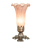 Meyda Lighting Pink Pond Lily 8" Mahogany Bronze Victorian Table Lamp With Pink Shade Glass