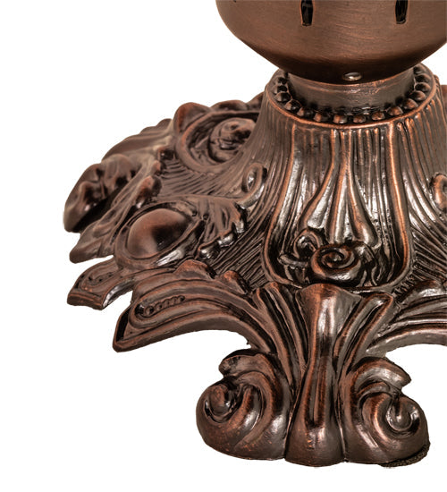 Meyda Lighting Pink Pond Lily 8" Mahogany Bronze Victorian Table Lamp With Pink Shade Glass