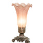 Meyda Lighting Pink Pond Lily 8" Mahogany Bronze Victorian Table Lamp With Pink Shade Glass