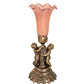 Meyda Lighting Pink Tiffany Pond Lily 13" Antique Bronze Twin Cherub Table Lamp With Pink Shade Glass