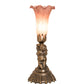 Meyda Lighting Pink Tiffany Pond Lily 13" Antique Bronze Twin Cherub Table Lamp With Pink Shade Glass