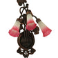 Meyda Lighting Pink/White Pond Lily 11" 3-Light Mahogany Bronze Wall Sconce With Pink & White Shade Glass