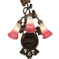 Meyda Lighting Pink/White Pond Lily 11" 3-Light Mahogany Bronze Wall Sconce With Pink & White Shade Glass