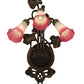 Meyda Lighting Pink/White Pond Lily 11" 3-Light Mahogany Bronze Wall Sconce With Pink & White Shade Glass