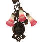 Meyda Lighting Pink/White Pond Lily 11" 3-Light Mahogany Bronze Wall Sconce With Pink & White Shade Glass