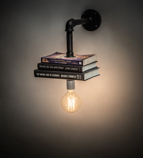Meyda Lighting PipeDream 10" Solar Black Honorary Author Wall Sconce