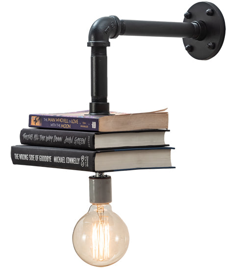 Meyda Lighting PipeDream 10" Solar Black Honorary Author Wall Sconce