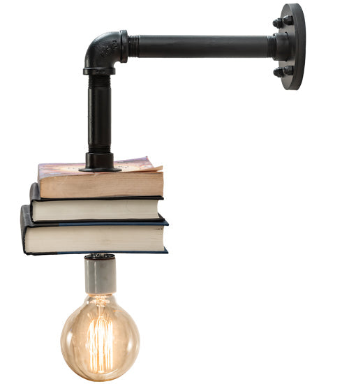 Meyda Lighting PipeDream 10" Solar Black Honorary Author Wall Sconce