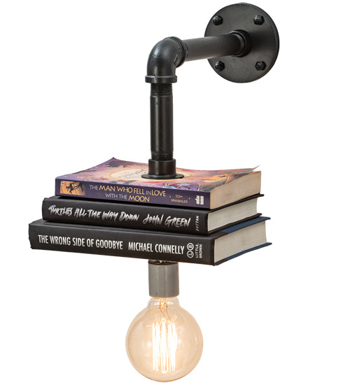 Meyda Lighting PipeDream 10" Solar Black Honorary Author Wall Sconce