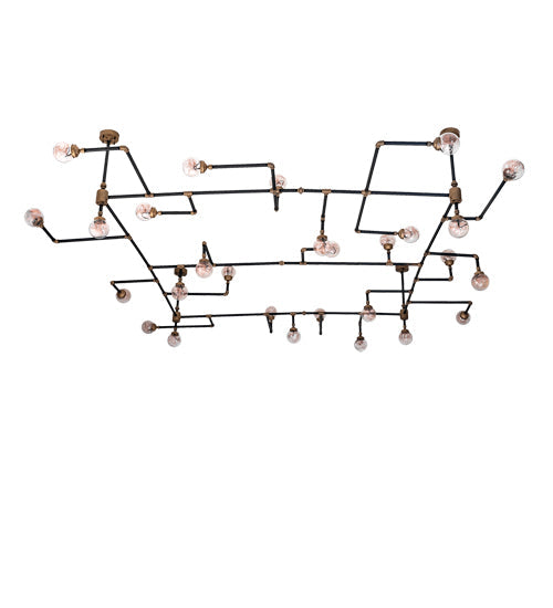 Meyda Lighting PipeDream 160" 28-Light Black & Gold Chandelier With Clear Shade Glass
