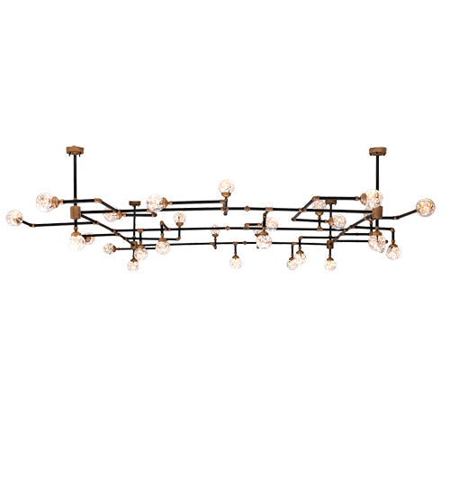 Meyda Lighting PipeDream 160" 28-Light Black & Gold Chandelier With Clear Shade Glass