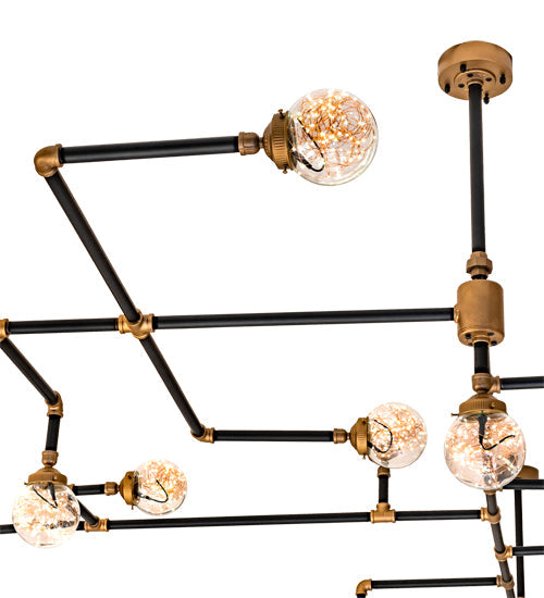 Meyda Lighting PipeDream 160" 28-Light Black & Gold Chandelier With Clear Shade Glass