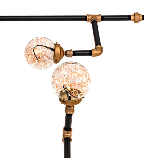 Meyda Lighting PipeDream 160" 28-Light Black & Gold Chandelier With Clear Shade Glass