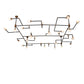 Meyda Lighting PipeDream 160" 28-Light Black & Gold Chandelier With Clear Shade Glass