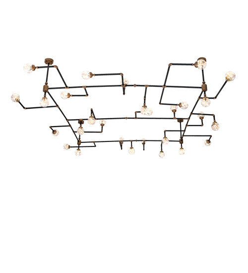 Meyda Lighting PipeDream 160" 28-Light Black & Gold Chandelier With Clear Shade Glass
