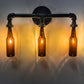 Meyda Lighting PipeDream 20" 3-Light Raw Wall Sconce Wall Sconce With Amber Beer Shade Glass