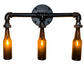 Meyda Lighting PipeDream 20" 3-Light Raw Wall Sconce Wall Sconce With Amber Beer Shade Glass