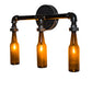 Meyda Lighting PipeDream 20" 3-Light Raw Wall Sconce Wall Sconce With Amber Beer Shade Glass