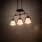Meyda Lighting PipeDream 24" 3-Light Wrought Iron Vader Pendant Light With White Opal Shade Glass
