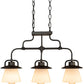 Meyda Lighting PipeDream 24" 3-Light Wrought Iron Vader Pendant Light With White Opal Shade Glass