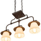 Meyda Lighting PipeDream 24" 3-Light Wrought Iron Vader Pendant Light With White Opal Shade Glass