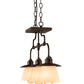 Meyda Lighting PipeDream 24" 3-Light Wrought Iron Vader Pendant Light With White Opal Shade Glass