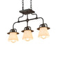 Meyda Lighting PipeDream 24" 3-Light Wrought Iron Vader Pendant Light With White Opal Shade Glass
