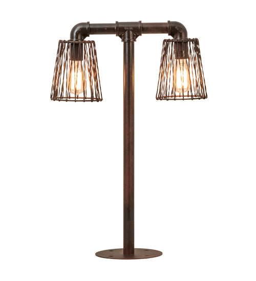 Meyda Lighting PipeDream 28" 2-Light Rustic Nail Table Lamp